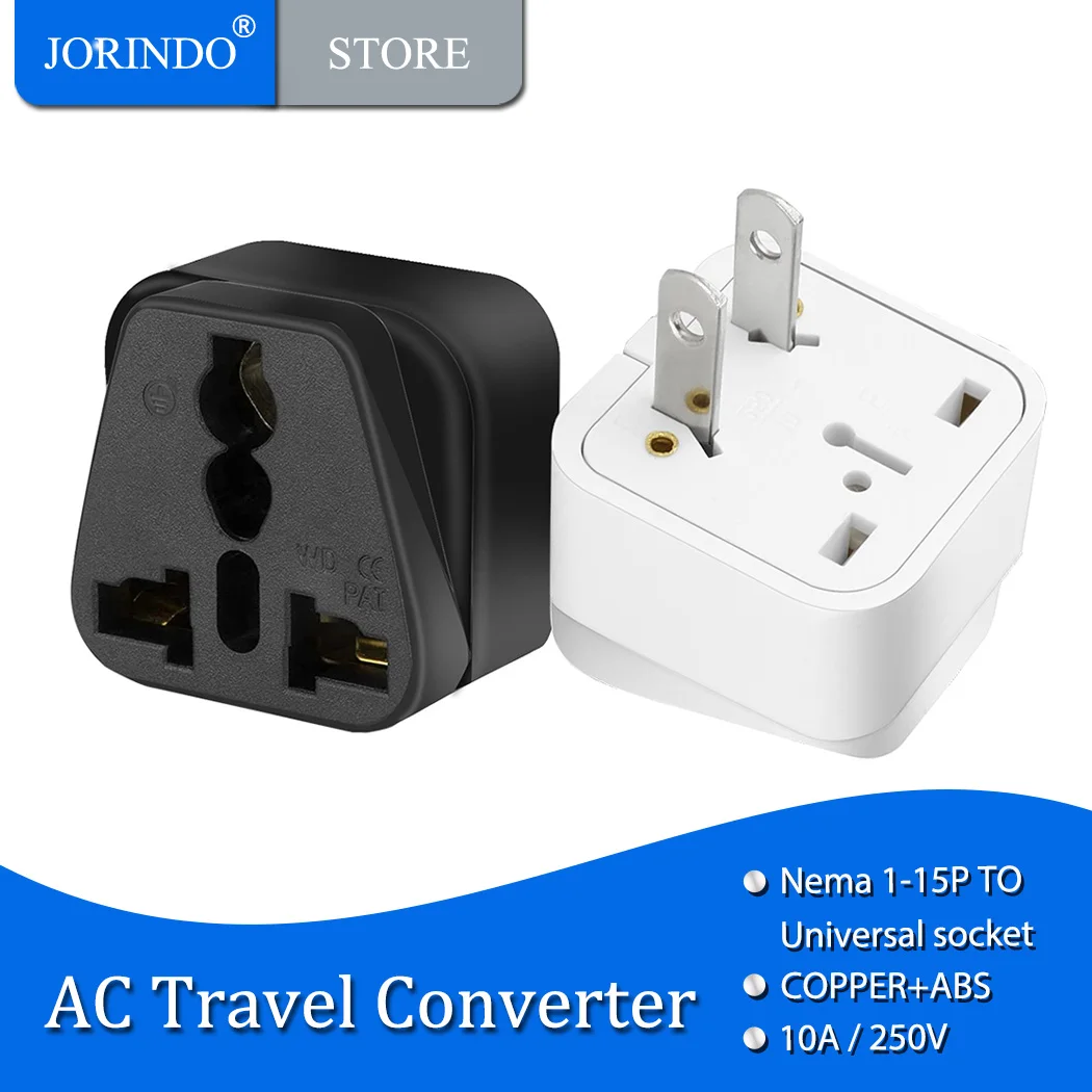 JORINDO 2 PIN USA NEMA 1-15P plug to UK/US/EU/AUS socket travel conversion plugs,US plug to variety of national ravel Adapters