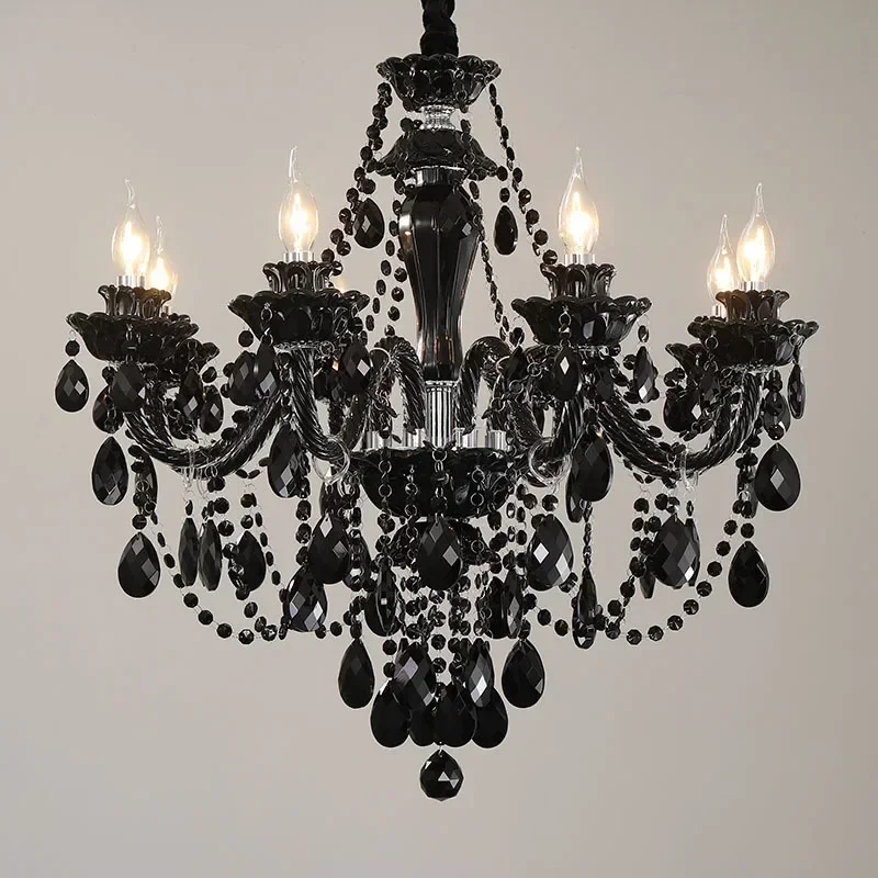 Vintage Black Wooden Candlestick Chandelier, Rustic Wood Hanging Ceiling Light Fixture for Dining Room, Kitchen, and Bedroom Dec