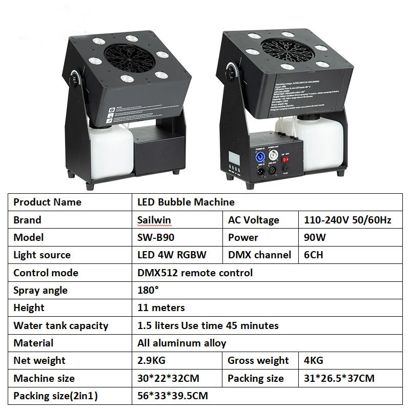 New Stage Special Effects Bubble Machine DMX RGBW LED Light  Outdoor Performance Wedding Party Festival Automatic Bubble Machine