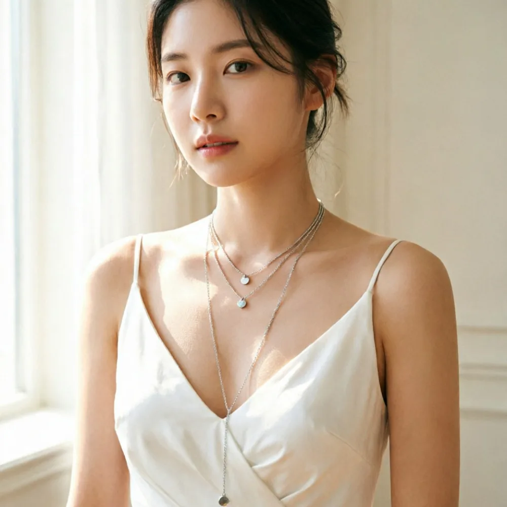New Fashion Minimalist Necklace Pendant with Round Disco Coin Dainty Sequins Multi Layers for Women Jewelry Accessories Gifts