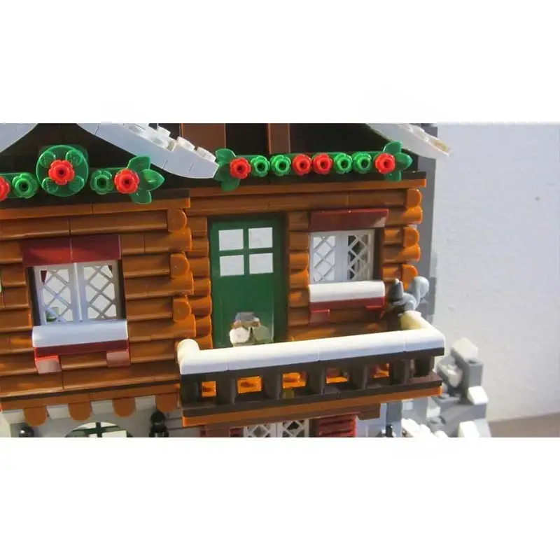 都市の街並みシリーズ MOC 高山コテージビルディングブロック モジュール式建築 冬の村 DIY ブリックおもちゃ クリスマスギフト