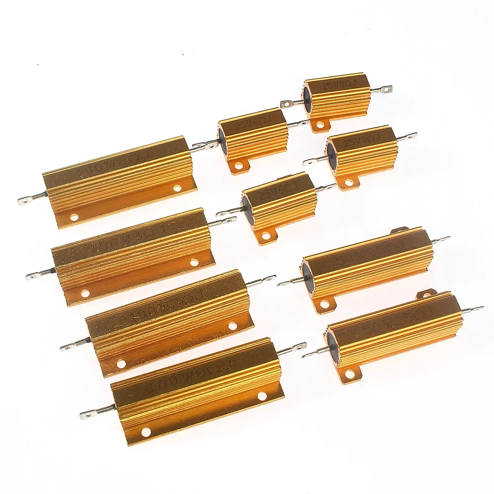 2 قطعة 10 واط 25 واط 50 واط 100 واط الألومنيوم الطاقة 0.1 ~ 1 كيلو أوم قذيفة معدنية حالة Wirewound المقاوم المقاومة تحميل المقاوم 0.1ohm 3ohm 50ohm #4