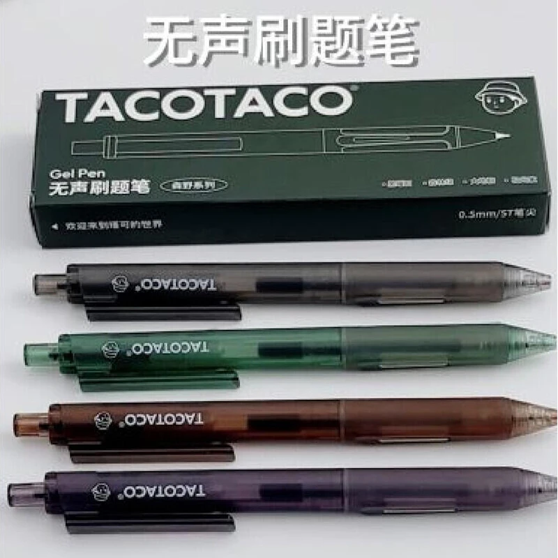TACOTACO Silent Retractable Gel Pen 0.5mm ST Tip Quick Drying Ink Noiseless Click Triangular Barrel for Library Exam Note Taking