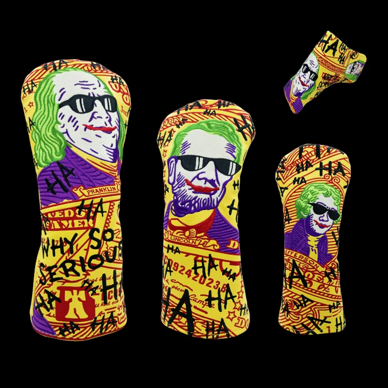 Clown dollar Golf Club #1 #3 #5 Wood Headcovers Driver Fairway Woods Cover PU Leather High quality Putter Head Covers