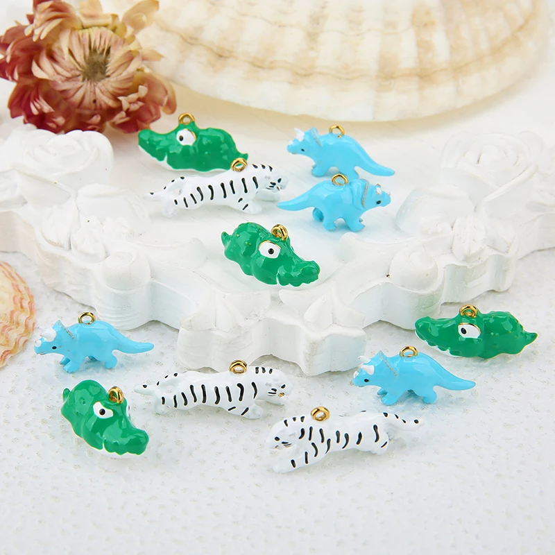

2pcs Stainless Steel Enamel Tiger Crocodile Unicorn Charm for DIY Earring Necklace Making Supplies Women Retro Jewelry Pendants