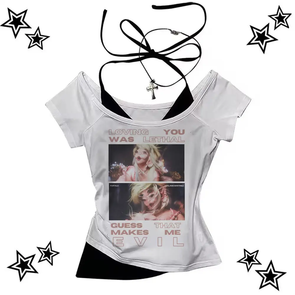 قميص ميلاني مارتينيز للفتيات مريح رقمي لجامعة الباستيل ثقافة البوب الشرير ملابس كورية جمالية قابلة للتنفس