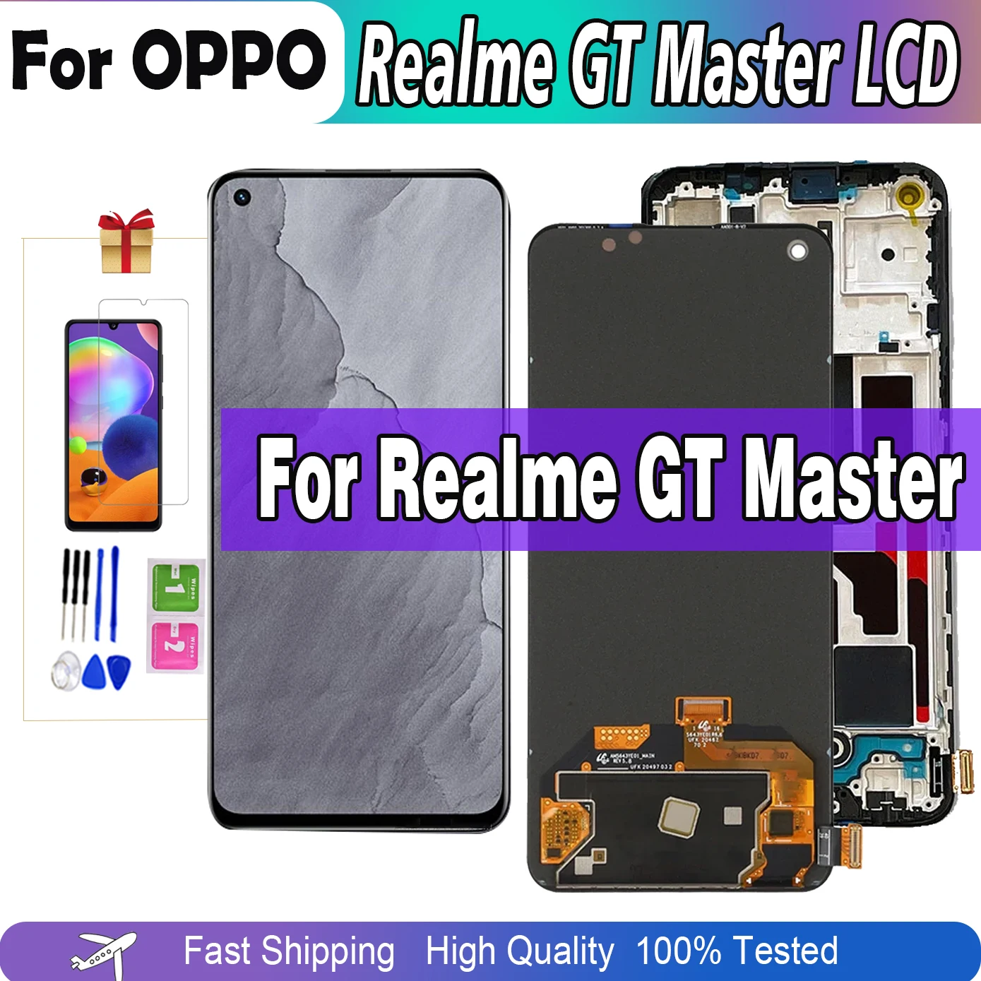 

100% Tested Super AMOLED LCD For Realme GT Master RMX3363 RMX3360 Digitizer Assembly Display Repair Parts Display Touch Screen