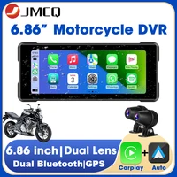 JMCQ 6,86 ''Motocicleta DVR GPS navegación inalámbrica Carplay Android Auto Dash Cam IP67 impermeable doble Bluetooth Moto Monitor