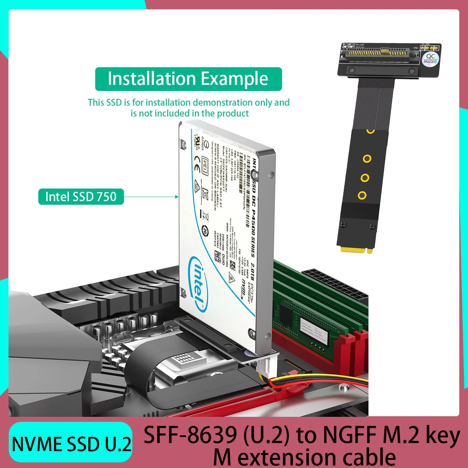 

SFF-8693 U.2 to NGFF M.2 Key M Extension Cable Adapter Cable with Key M Expansion NVME SSD U.2 Chassis Computer Accessories