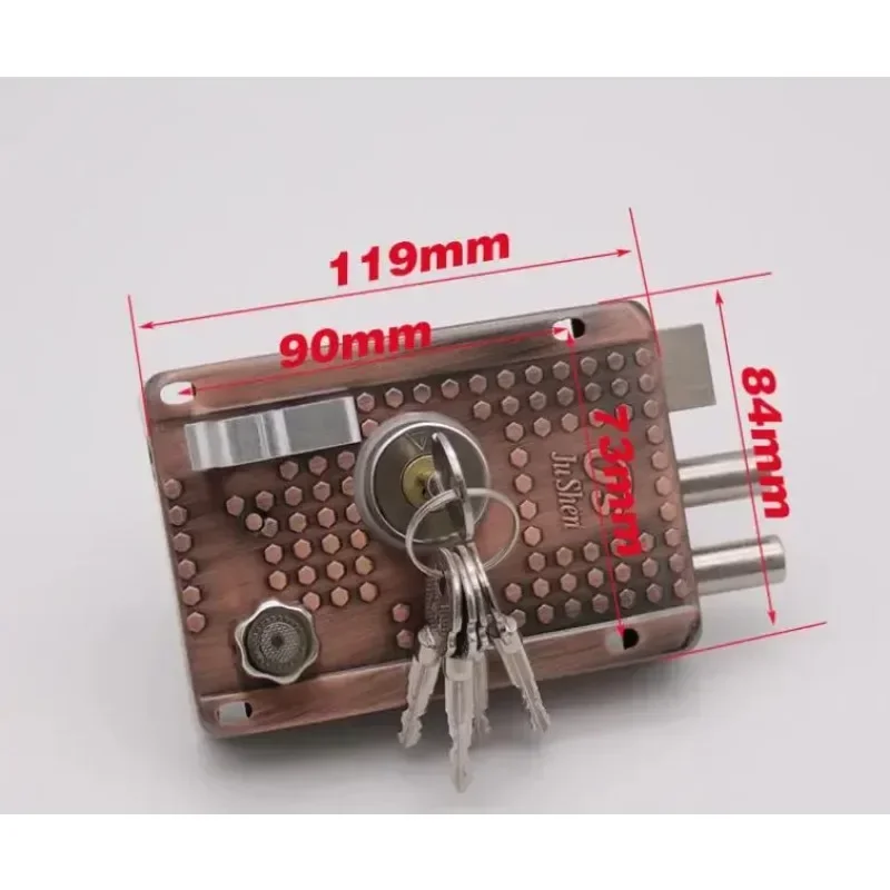 Exterior Iron Door Locks Security Anti-theft Lock Multiple Insurance Lock Wood Gate Lock For Furniture Hardware