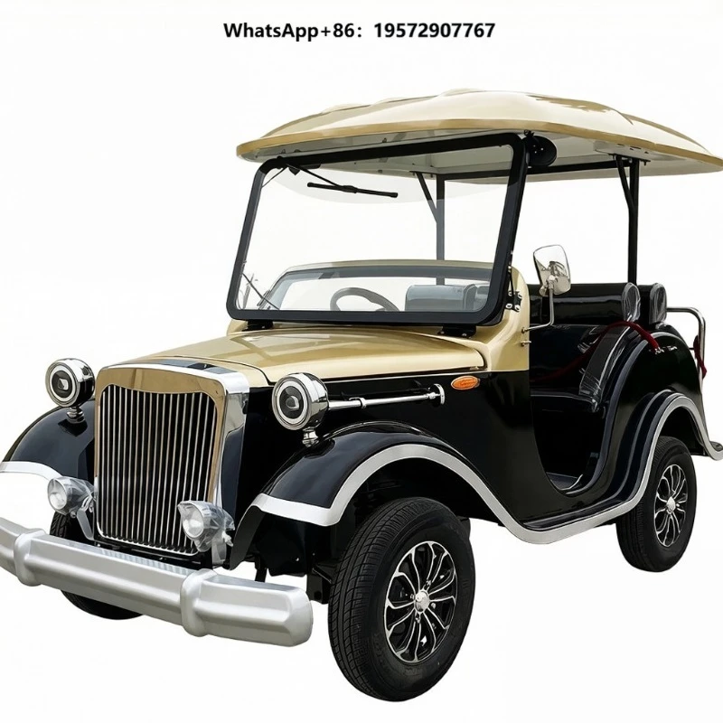 Luxury Classic Retro Electric Golf Cart 3-4 Seats 48V Battery 30-50km/h