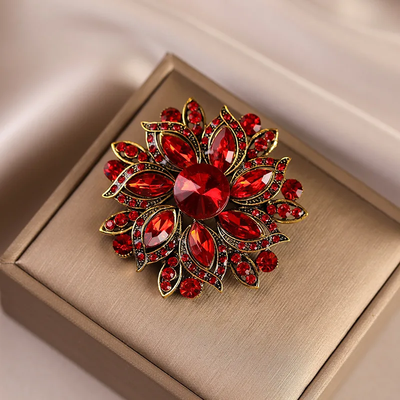 Anmutige Luxus-Kristall-Broschen mit runden Blüten für Damen, trendige Zirkon-Anstecknadeln, Schmuck für Party, Büro, Anzug, Dekoration, Festivalgeschenk – Detail 19