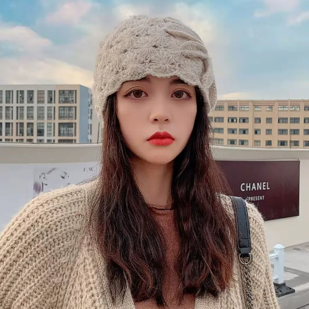 الحلو الدانتيل زهرة جوفاء تو كاب الرجعية الفني البطيخ الجلد قبعة الجوف خارج اليدوية باوتو قبعة الشعر #6