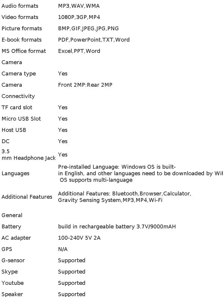 11.6'' Windows 10 T10 Tablet PC 2 in 1 Docking Keyboard 2GB DDR+64GB G12 Z8350 CPU 1366*768 IPS Touch Quad Core Dual Camera