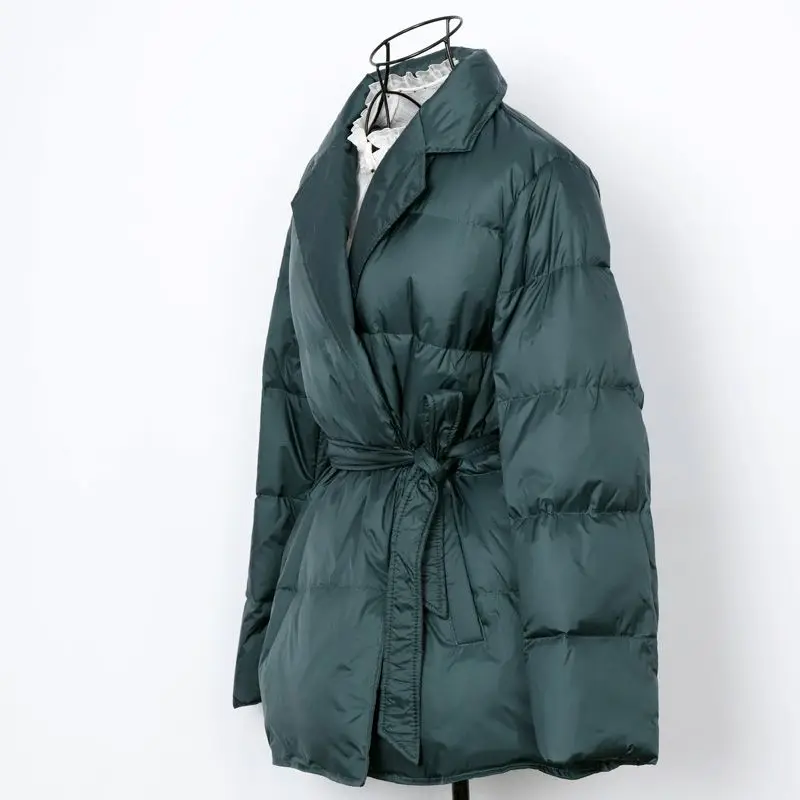 Abrigo de plumón de pato blanco para mujer, Parkas cálidas a prueba de viento, ropa de trabajo, cuello de pie, moda europea, Invierno