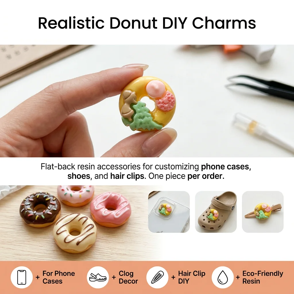 1/5/10/20pcs Hair Accessory DIY Props Cute Cartoon Doughnut Shaped Jewelry Accessories Hair Clip Hairpin Barrette Props