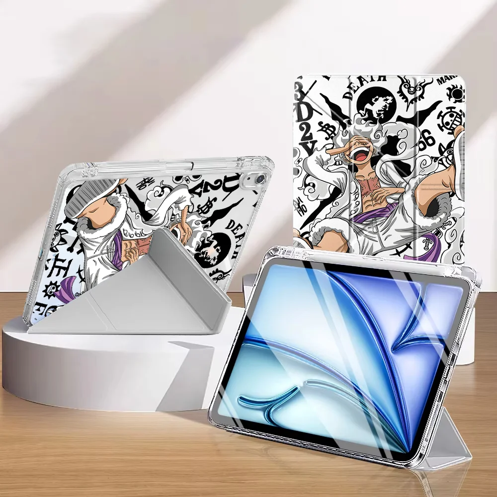 One Piece Luffys Gear 5 Tablet Case For iPad Air 8 M2 M3 3 11th 9th 12th Pro 13 2025 2026 Mini 7 6 5 10th Gen With Pen Slot