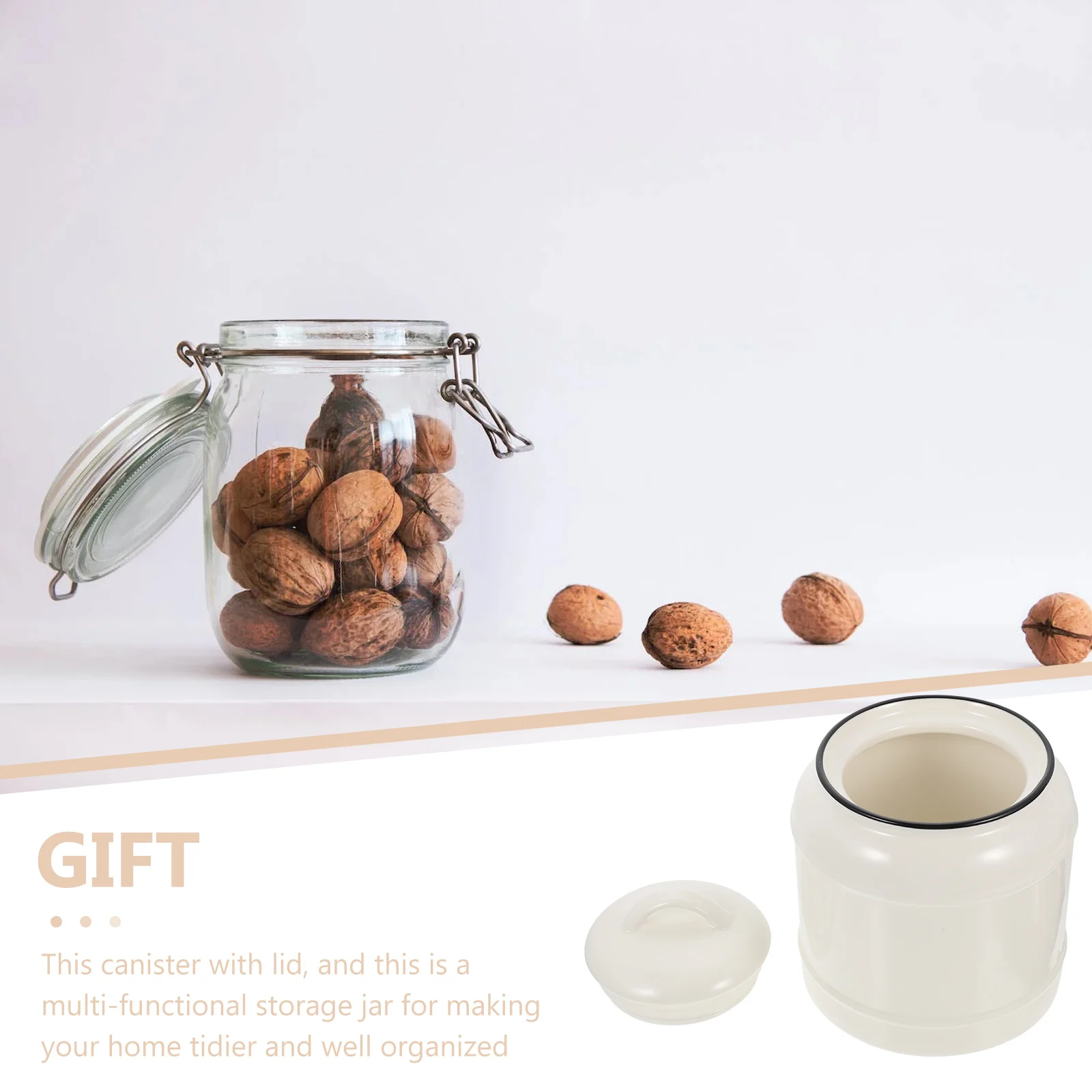 

Ceramic Tea Canister with Lid Sealed Storage Jar for Coffee Beans Loose Tea Decorative Food Holder Multipurpose Ceramic