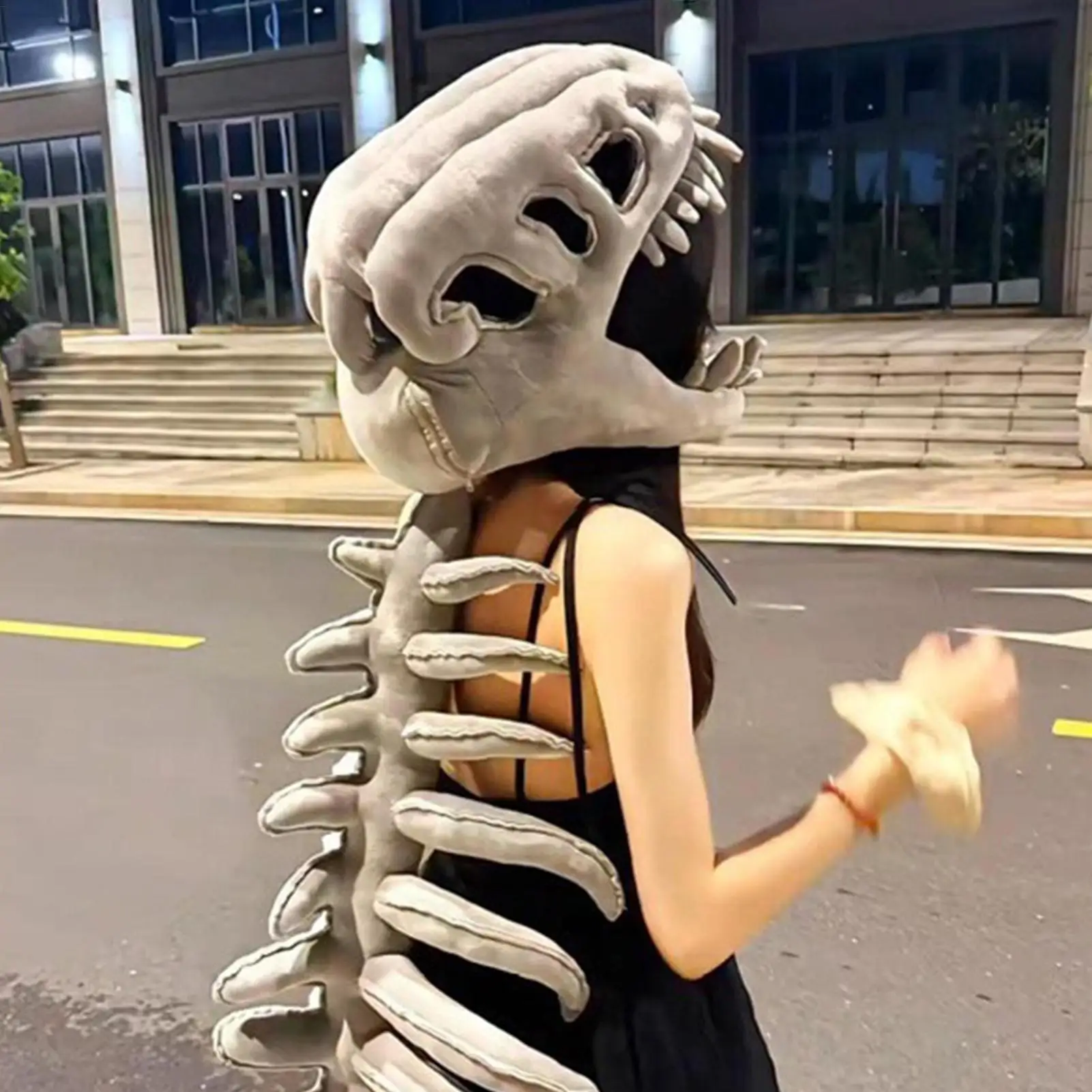 Dinosaur Skeleton Plush Costume Plush Stuffed Toy Halloween Skeleton Outfits for Kids Adults Stage Performance Themed Event view 4