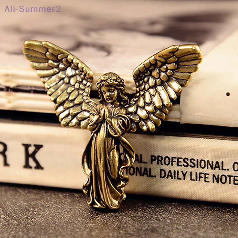 خمر النحاس المباركة الحارس الملاك التماثيل المنمنمات سطح المكتب الحلي جميل تمثال صغير ديكور المنزل الحرف