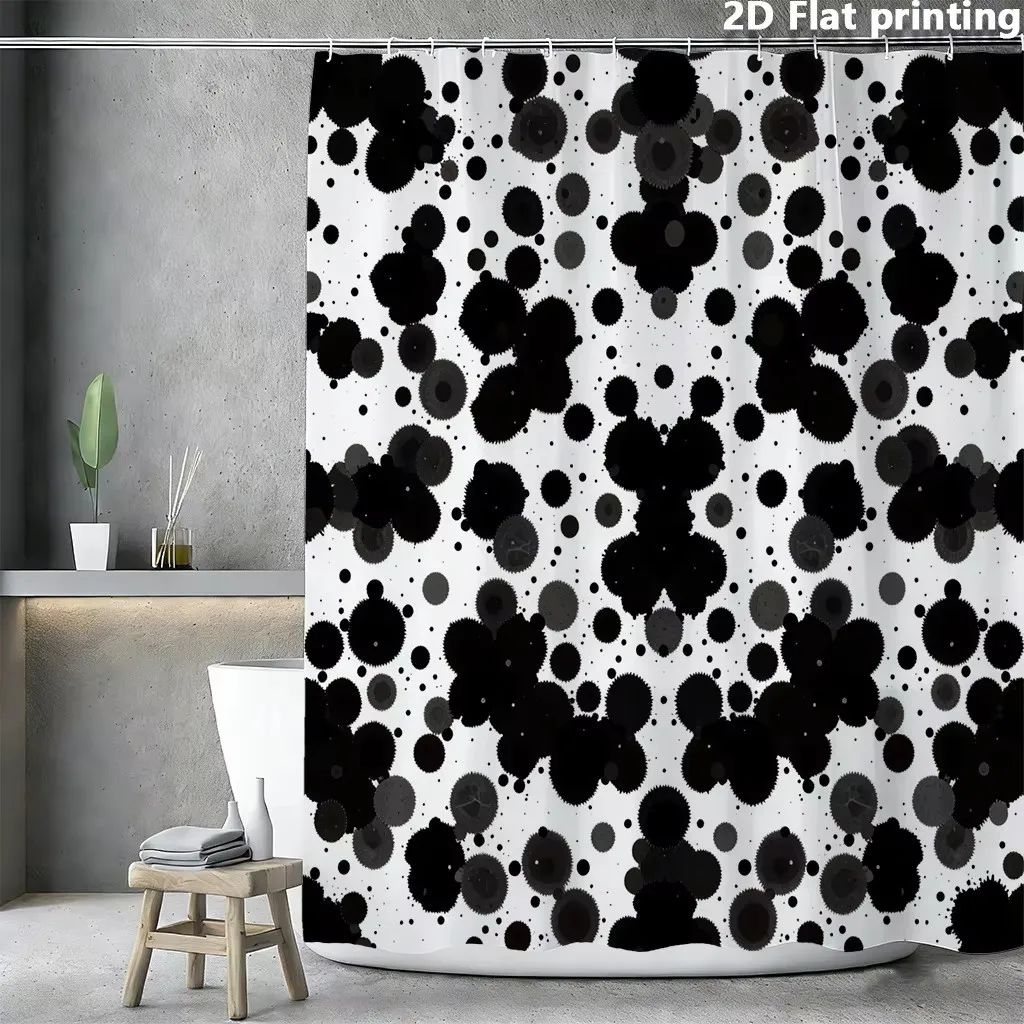 Black Grey Ink Splatter Shower Curtain Modern Polyester Bathroom Curtain 72x72 Inch with Grommets Machine Washable