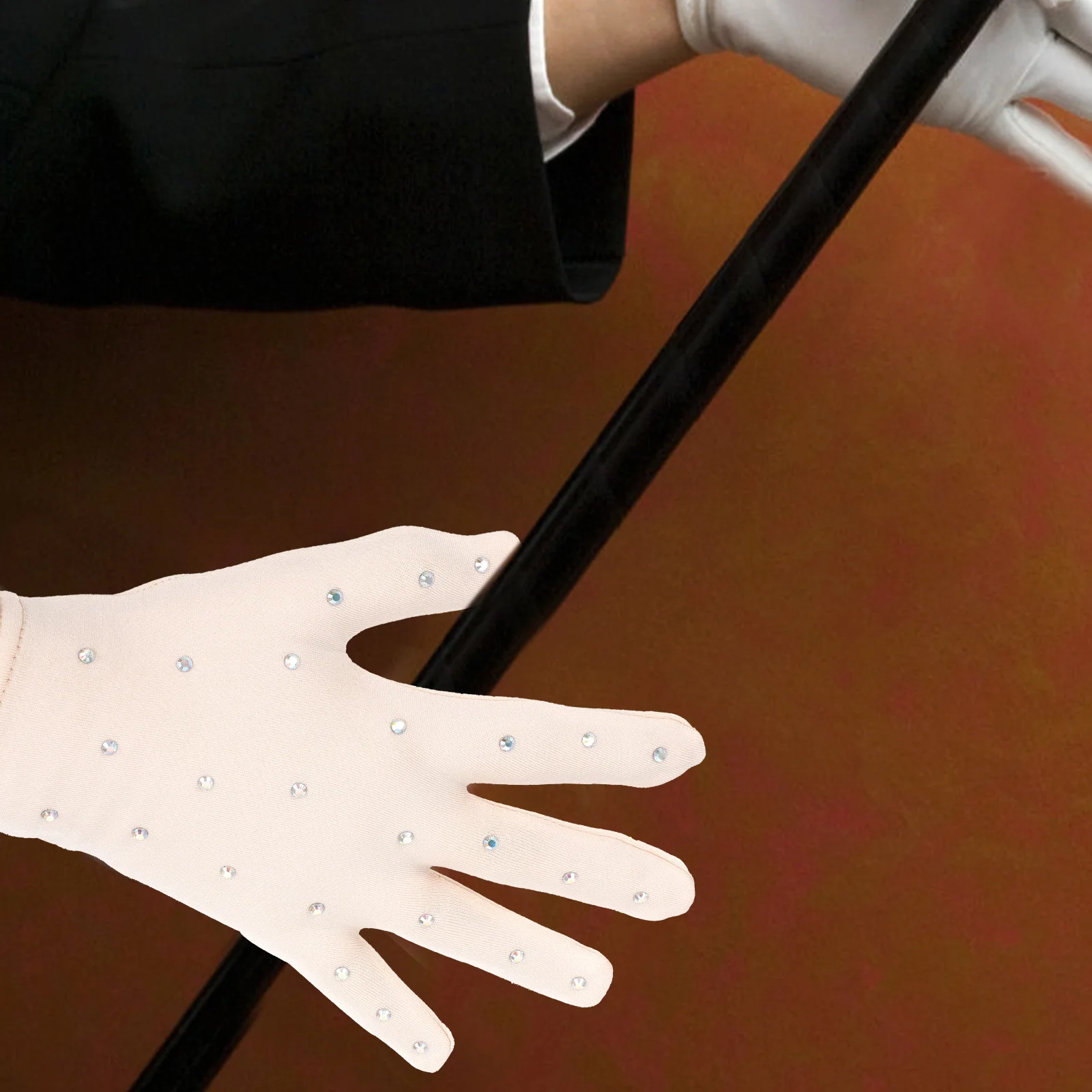 

1Pair Sequin Stage Gloves for Figure Skating Party Performance Breathable Decorative Gloves Girl Dance Event Wear