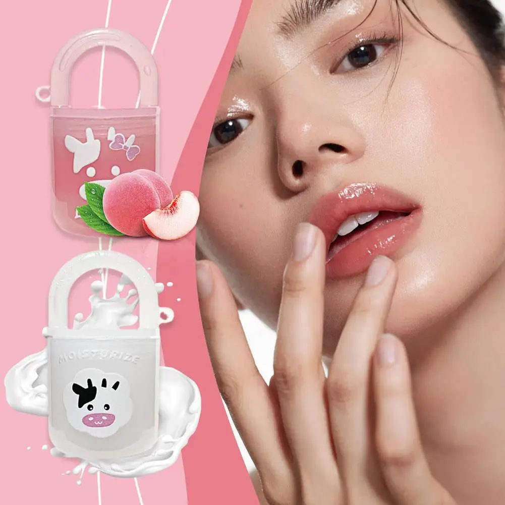 

Cute Calf Lip Balm Base Hydrating Peach Jelly Lip Sleep Mask Natural Plant Anti-Cracking Colourless Lip Care Lighten Lines Gel