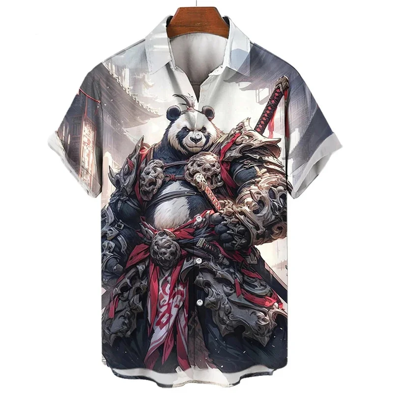 New Animal Shirts For Men Clothing 3d Panda Orc Print Pattern Casual Fashion Mens Shirts & Blouses Ropa De Hombre High Quality