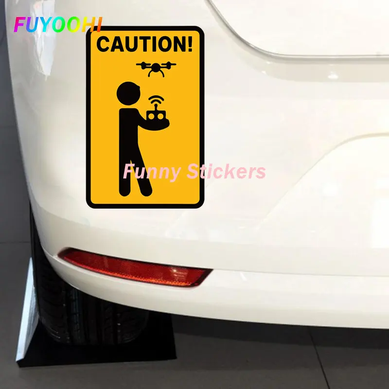 

FUYOOHI Fashion Sticker Caution Figure The Control Drone PVC Motorcycle Helmet Trunk Car Window Bumper Camping Vinyl Sticker