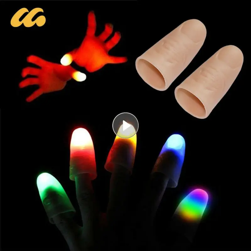 2 Pcs/set Magic Thumbs Light Toys For Adult Magic Trick Props Blue Light Led Flashing Fingers Halloween Party Toys For Children