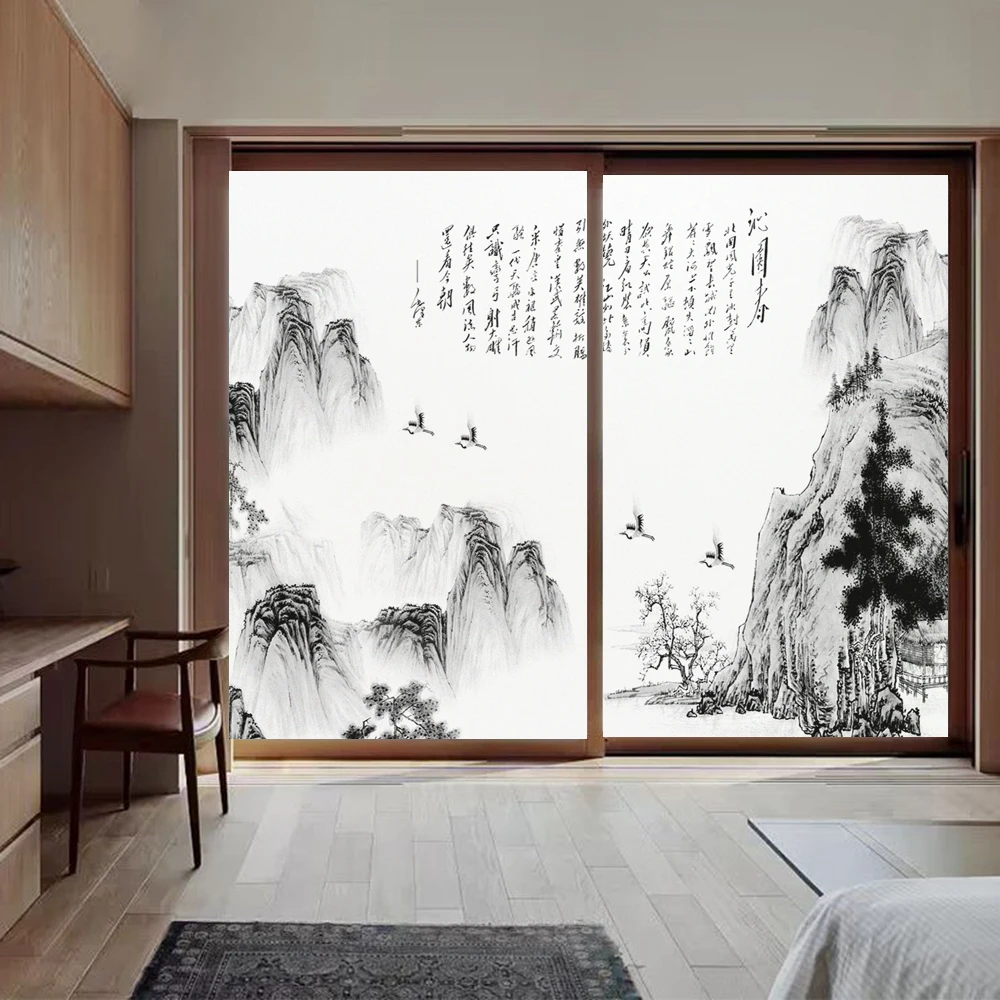Static Cling Privacy Window Film Heat Control UV Blocking Window Glass Sticker Frosted Painting Pattern Window Tint