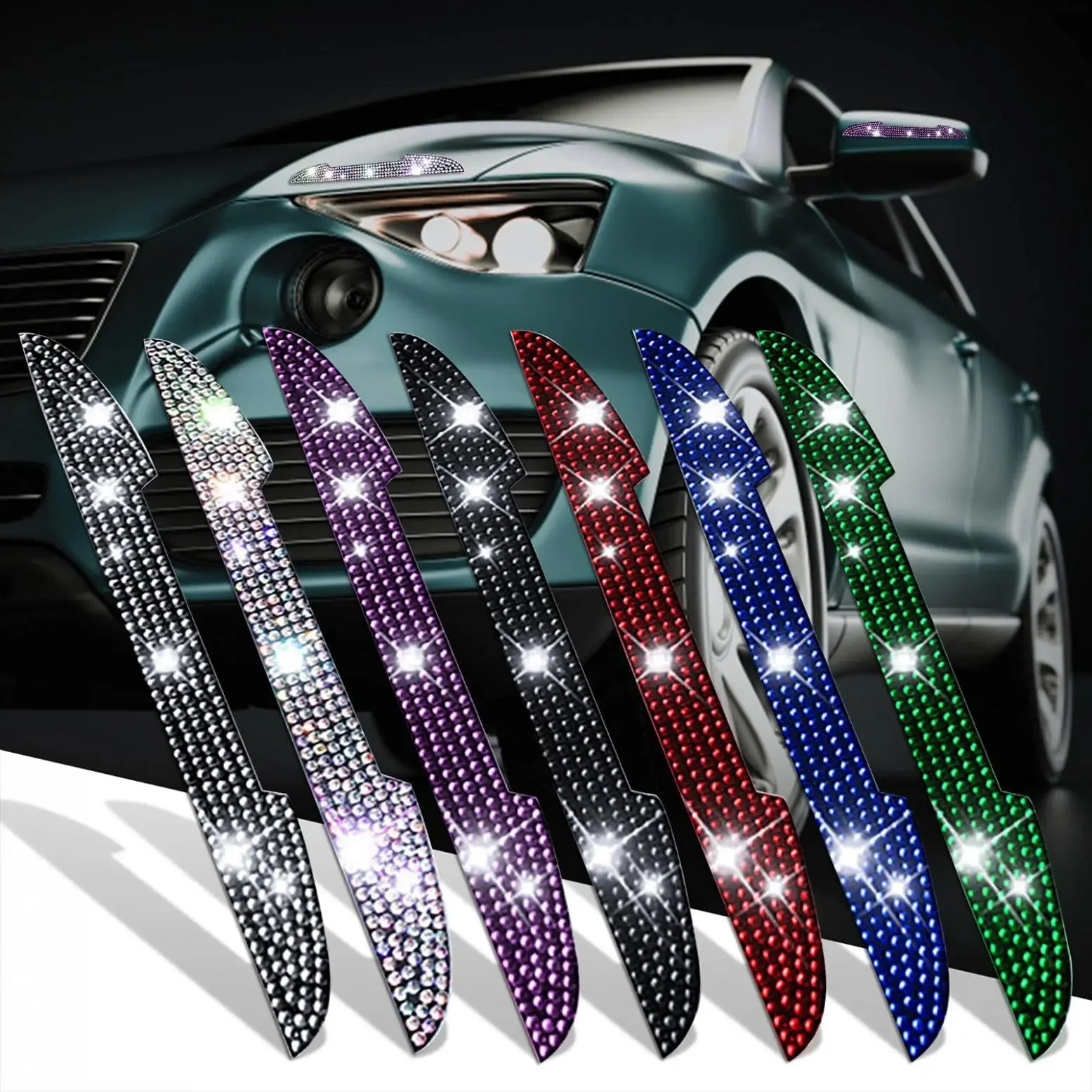 Bling Diamond Car Anti-Collision Strip Rearview Mirror Door Handle Prevent Decoration Rhinestone Scratch Resistant Strip Amagi