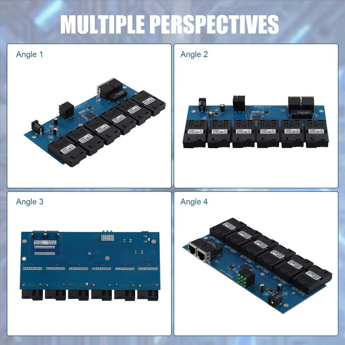 

Оптический медиаконвертер A73T 100M PCBA с 2 портами RJ45 и 6 оптическими разъемами SC, порты 3A+3B, Ethernet-коммутатор на 20 км