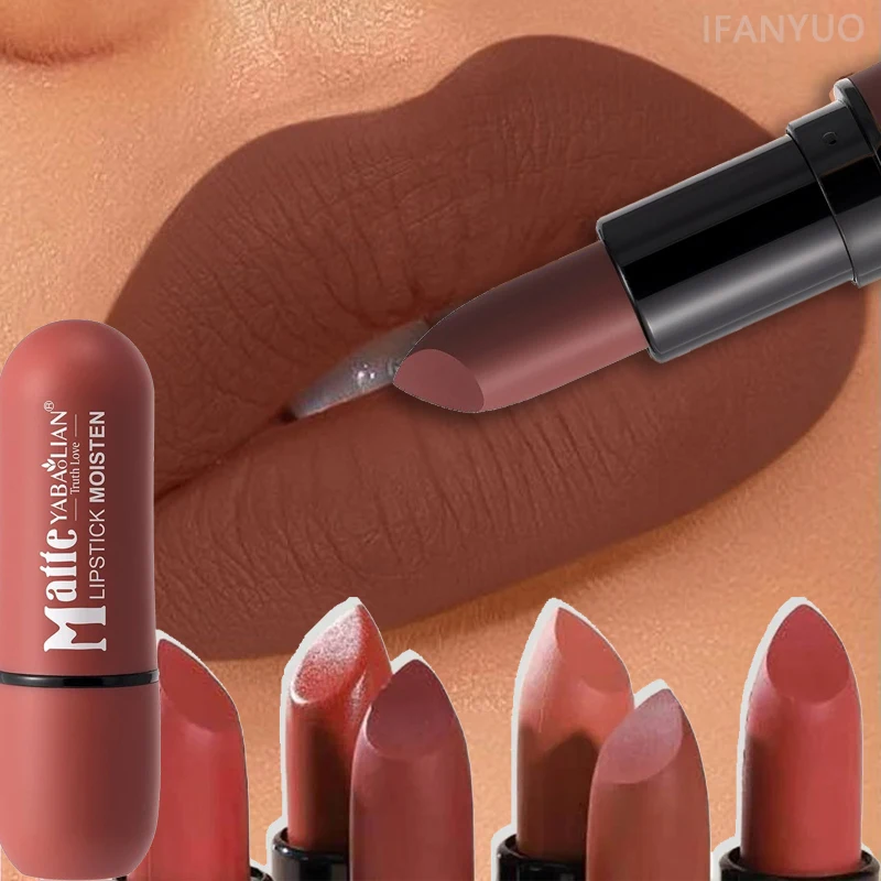 6-farbiger, mattierter, samtiger, sexy Lippenstift, wasserfest, langlebig, Nude-Braun-Lippenstift, glatt, hochpigmentiert, professionelles Lipgloss-Make-up
