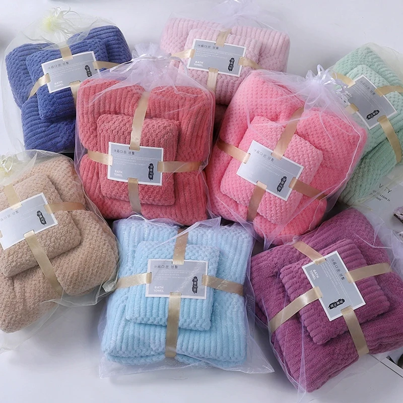 

Coral Velvet Towel Combination Hotel Supplies Set Parent-child Towel Set