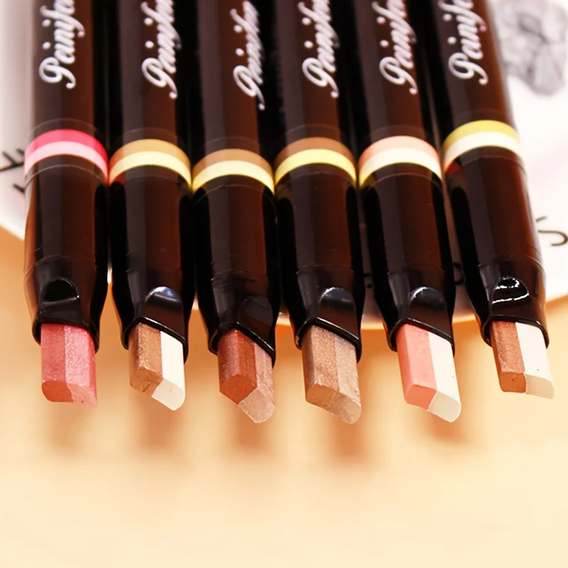 2 w 1 wyróżnij brokatowy cień do powiek w sztyfcie dwustronny 2-kolorowy brokat perłowy ziemia brązowy odcień nie rozmazany makijaż oczu