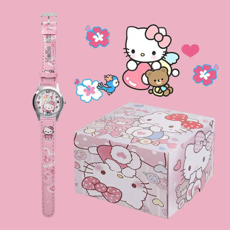 Sanrio Hello kitty cute children's and schoolgirl fashionable high-end exquisite foreign style versatile cartoon quartz watch