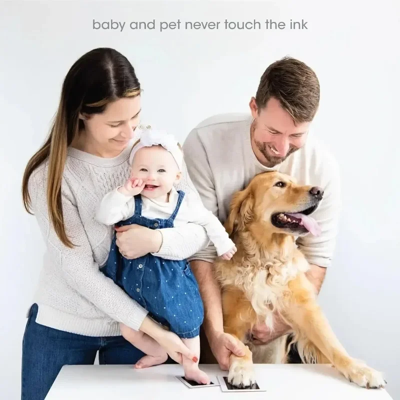 With photo frame Clean Touch Pad for Pet Handprints Inkless Infant Hand & Foot Stamp Safe for Pet and Babies Doesn’t Touch Skin