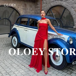 OLOEY Red Evening Dresses Side Split Arabic Women Strapless Floor Length Prom Gowns Formal Party Wedding Guest Dress 2025