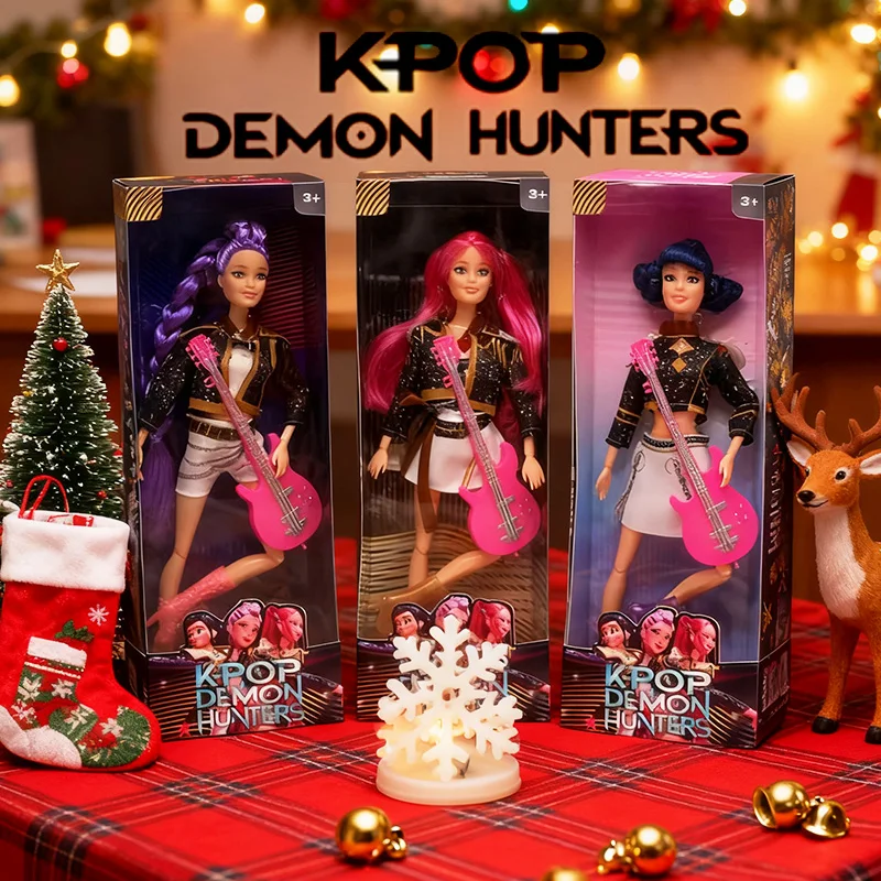 

HOT Anime K-pop Demon Hunters Action Figure Doll with Theme Song Colorful Lights Rumi Mira Zoey Character Kids Christmas Gifts