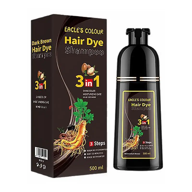 3-in-1 Snelle Haarverf Shampoo, Instant Kleuring Shampoo, Grijs/Wit Dekkende Natuurlijke Plantenverf, Langdurige Kleuring Shampoo