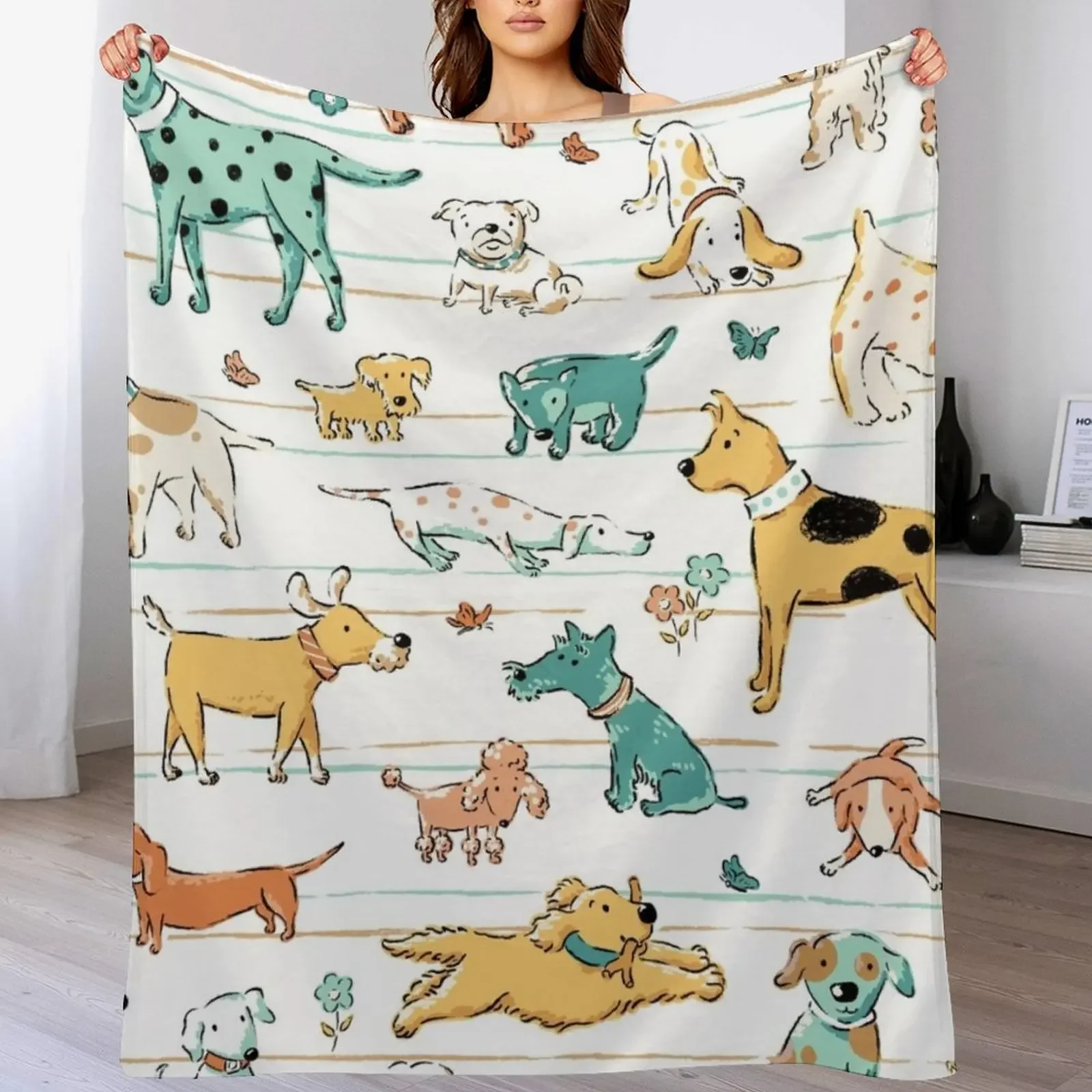 

Dogs Dogs Dogs Throw Blanket Warm Comfortable Blanket Gift for Parents Friends