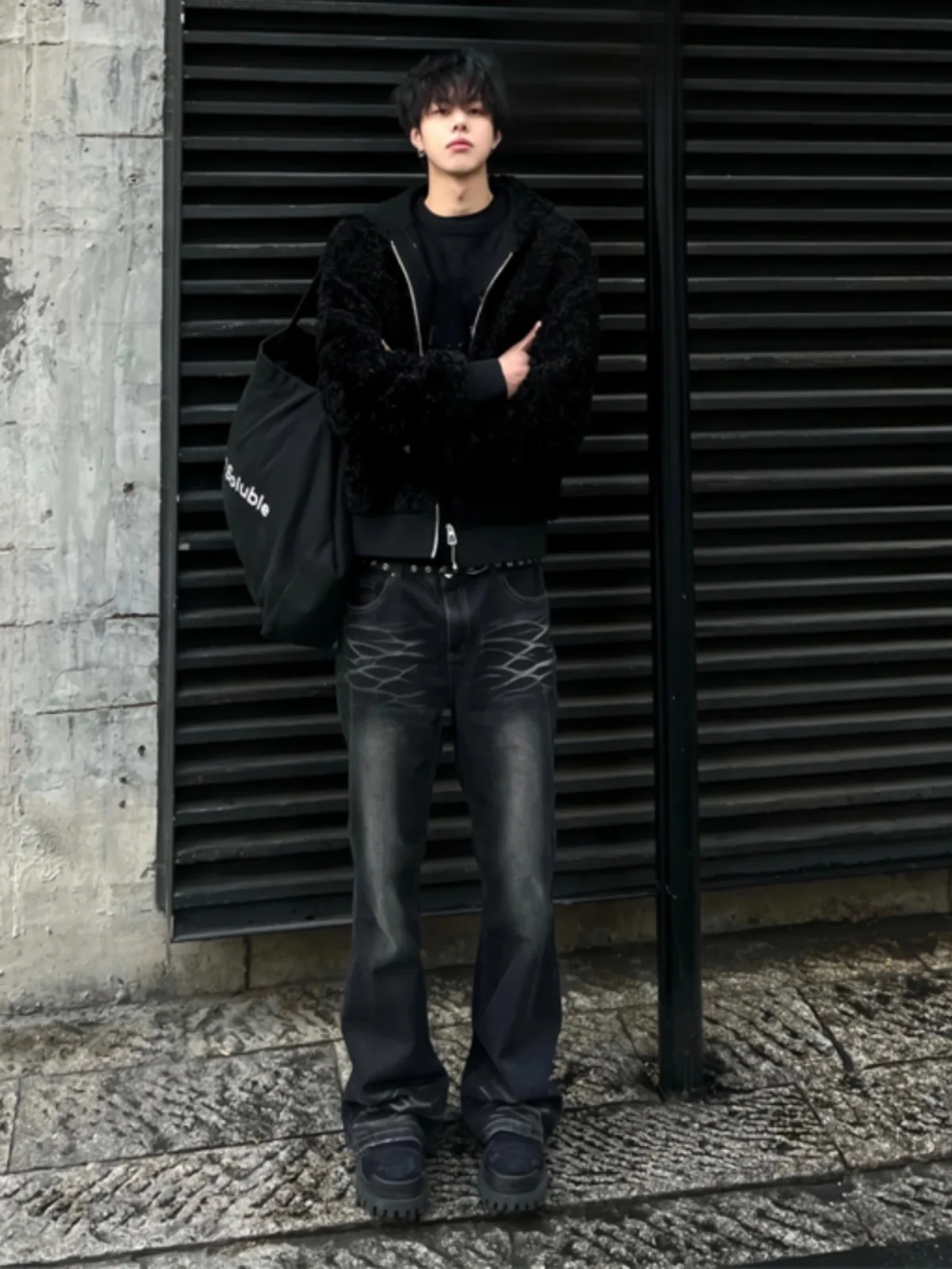 

Американские джинсы High Street Bla, новые модные мужские брюки с высокой талией и прямыми штанинами для высоких мужчин, стильные и эффектные.