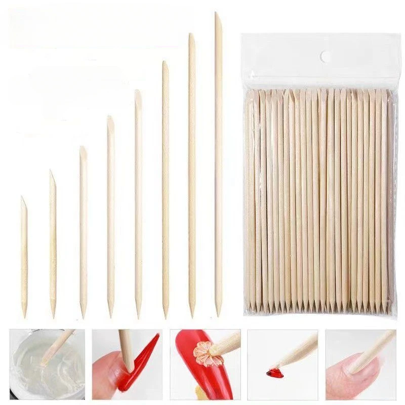 

100Pcs Orange Wood Sticks for Nails BULK Double Sided Cuticle Pusher Remover Nail Art Manicure Pedicure Tool for Manicure Pedicu