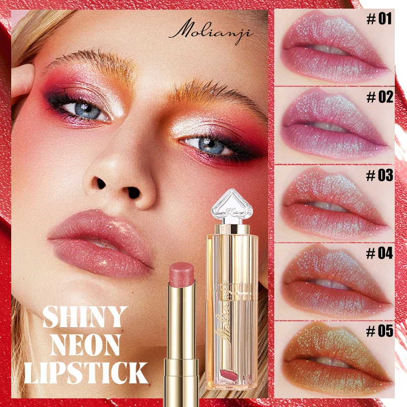 Rouge à lèvres nacré à couleur fine, 5 couleurs changeantes, brillant à lèvres hydratant coloré durable