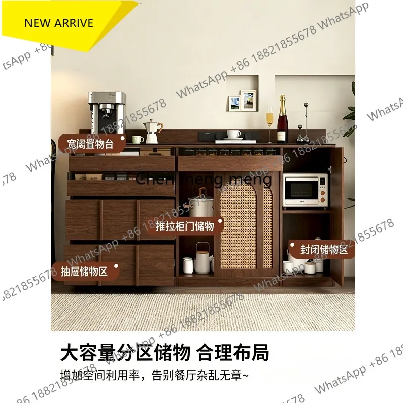 G153 Medieval rattan dining side cabinet against the wall integrated layered locker kitchen push-pull free combination cabinet