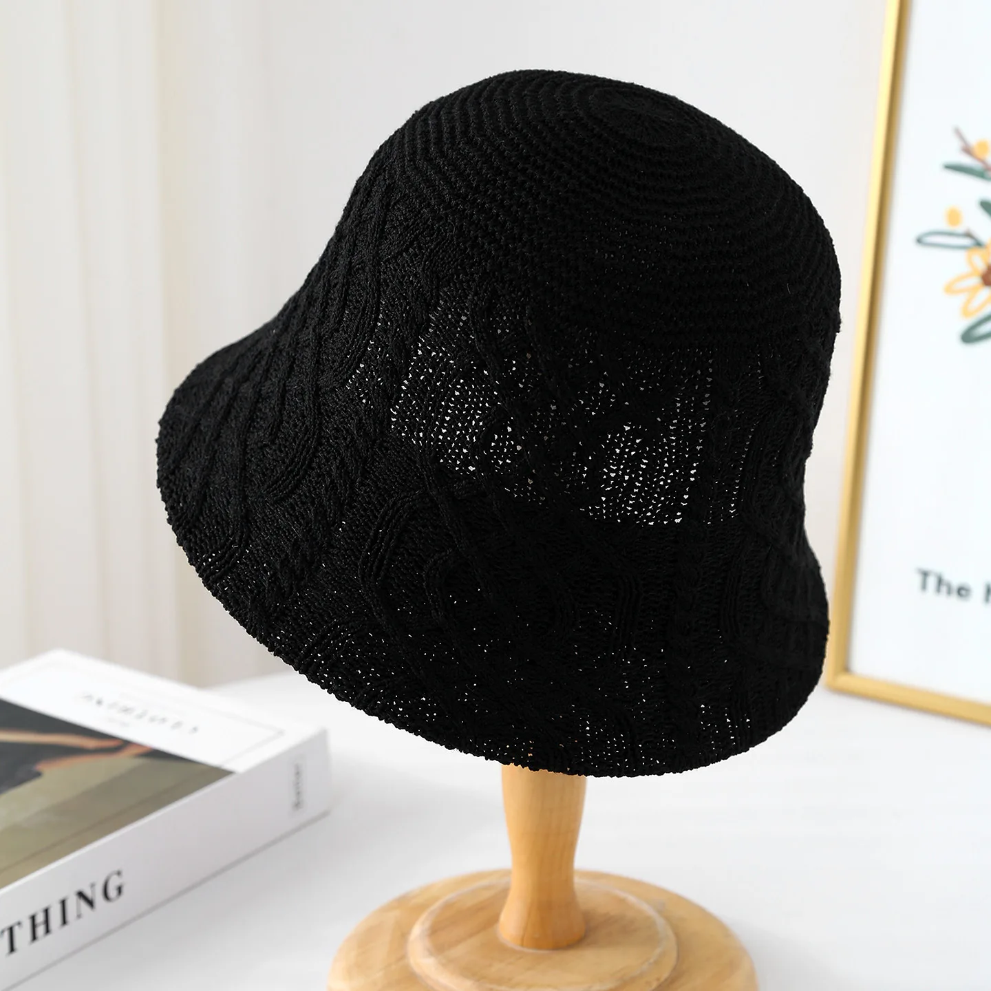 الخريف الشتاء متماسكة العجين المقلي التقلبات نمط صياد قبعة الصوف قبعة بحافة الكبار المرأة قبعة دافئة يندبروف حوض قبعة 4m690 #3