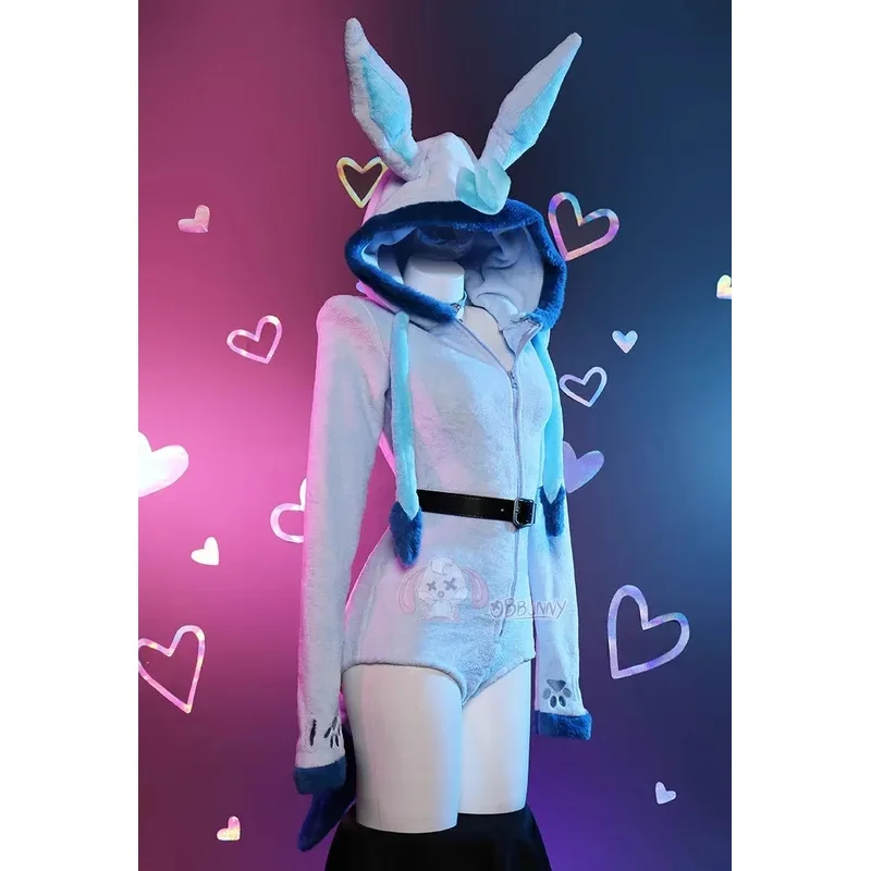 Sexy Vaporeon cosplay costume flannel hooded bodysuit and tail socks suit bunny kawaii plush pajamas cute jumpsuit women props