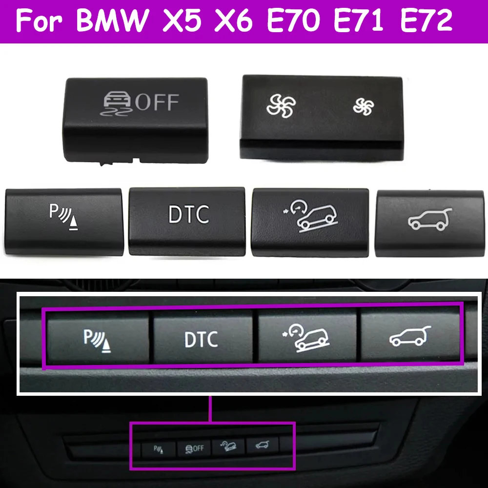 LHD RHD Car Radar Sensor Dashboard Tailgate Rear Trunk Switch Button Cover Cap Replacement For BMW X5 X6 E70 E71 E72 2008-2014