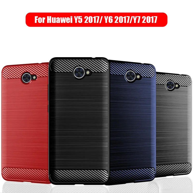 

Case for Huawei Y5 2017/Y6 2017/Y7 2017 , TPU Silicone Soft Case Cover Black Blue Red